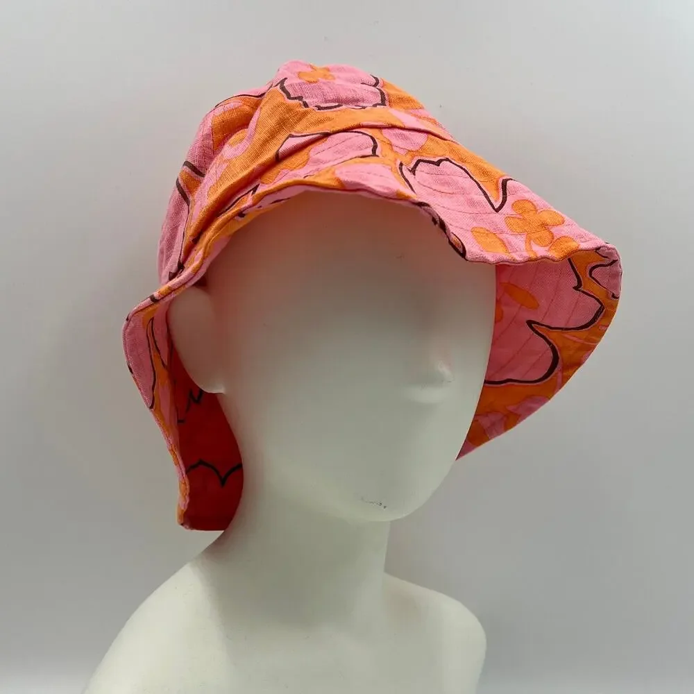 Faithful The Brand Linen Bucket Hat Paraiso Floral Pink Orange